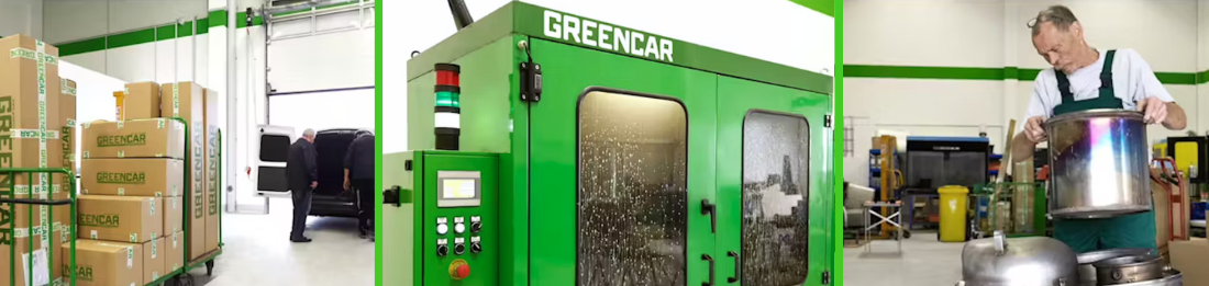 Header-Bild Greencar GmbH, zu sehen sind Bilder aus dem Arbeitsalltag