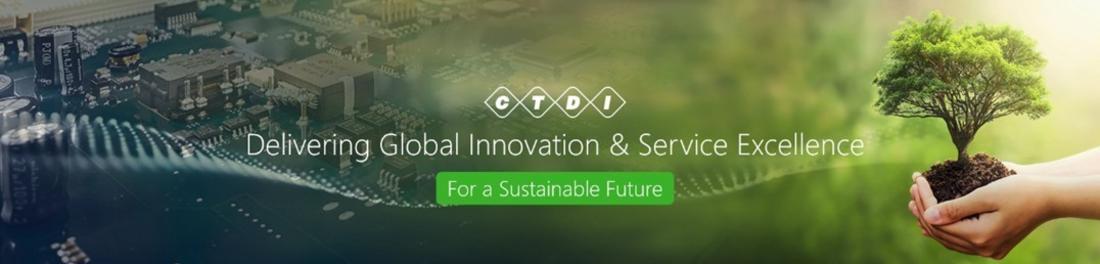 Wir sehen das Header-Bild der CTDI. Es zeigt unsere Technik und einen grünen Baum, was die Verbindung von unserem Business und Nachhaltigkeit darstellt.