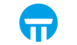 Rundes Logo in Cyan, im Innern: 2 weiße Säulen mit einem Dach