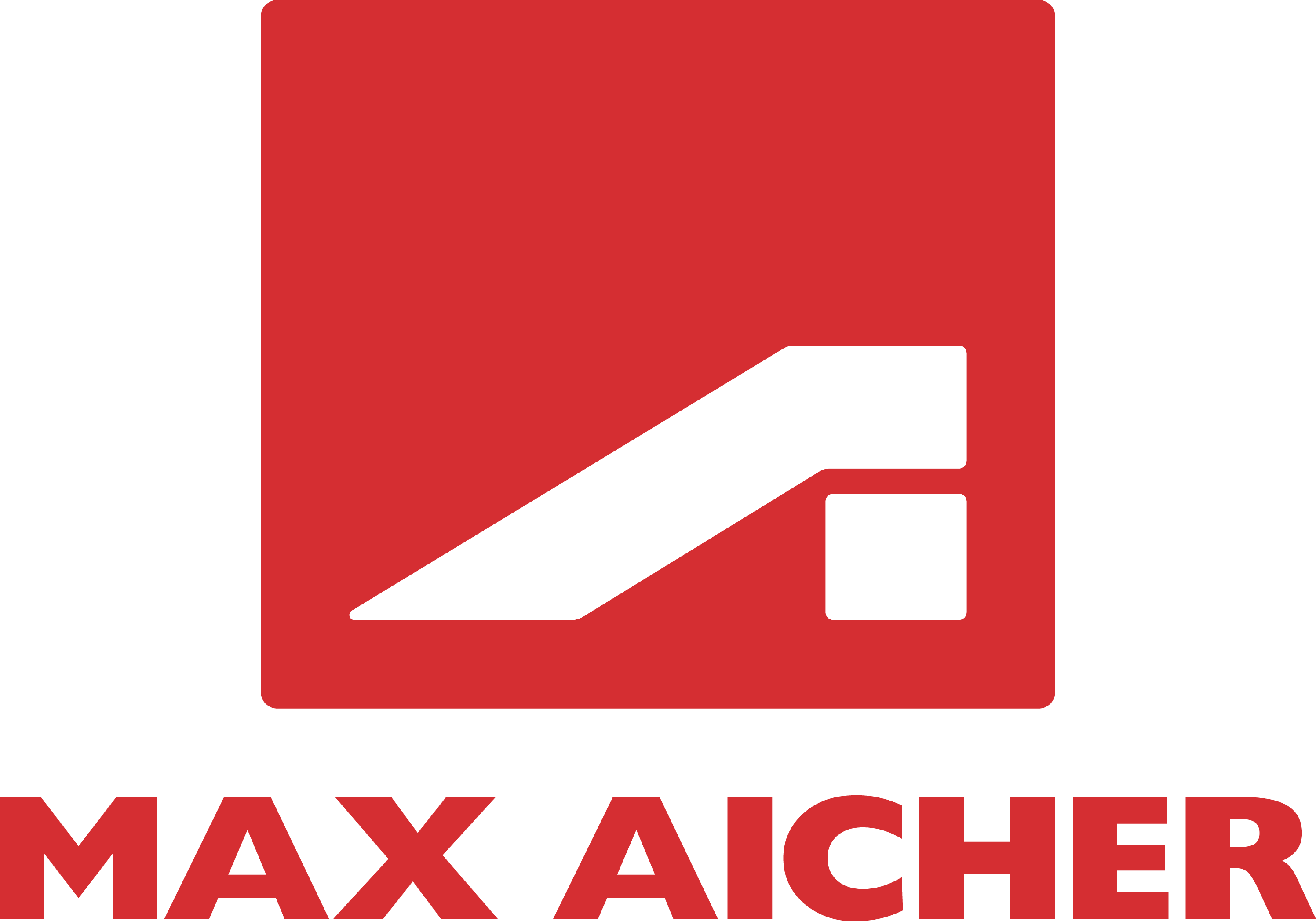 Grau-Blau farbiges Unternehmenslogo von Max Aicher.
